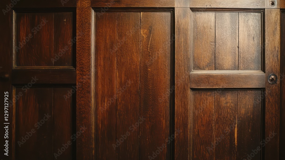 Close up view of wooden panelled cabinet doors Close up view of wooden panelled cabinet doors