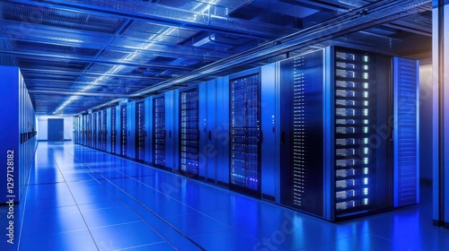 The Server Room Has Many Racks With Data Processing Equipment