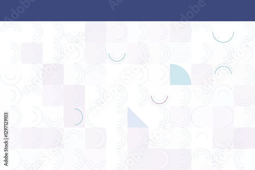 Light and Airy Abstract Pattern with Soft Blue Circles and Geometric Shapes on a White Background