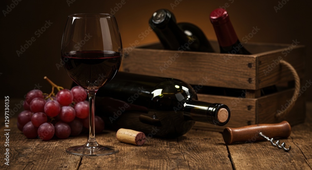 Obraz premium wine bottle and corkscrew