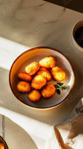 Wallpaper Mural Crispy croquetas with rich bechamel sauce and a smooth interior, garnished with fresh parsley and paired with tangy aioli for added flavor, traditional Spanish dish Torontodigital.ca