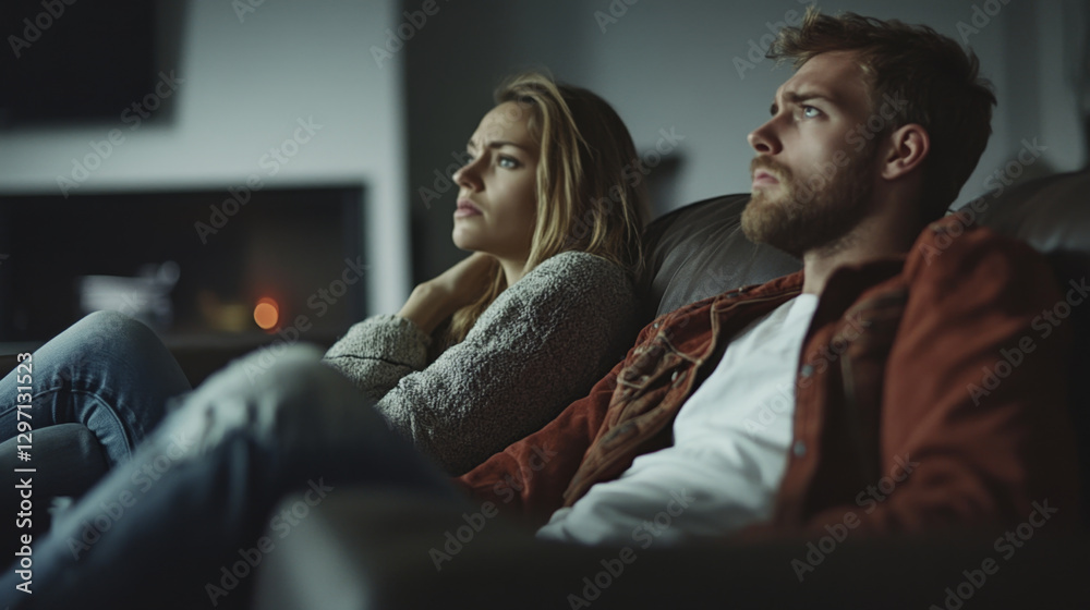 Pensive Couple Seated Apart, Reflecting on Disagreement