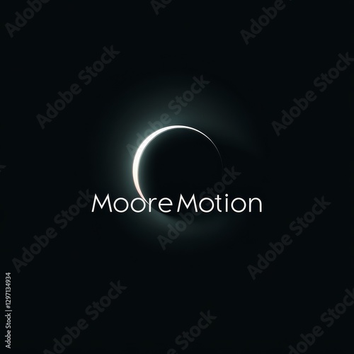 Moore Motion Logo with Glowing Halo: A Minimalist and Modern Design on Dark Background
