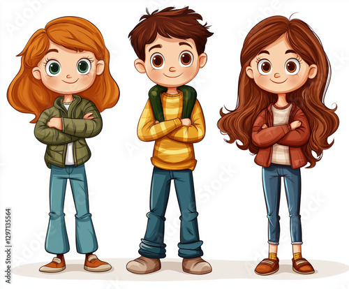 group of kids isolated on w...