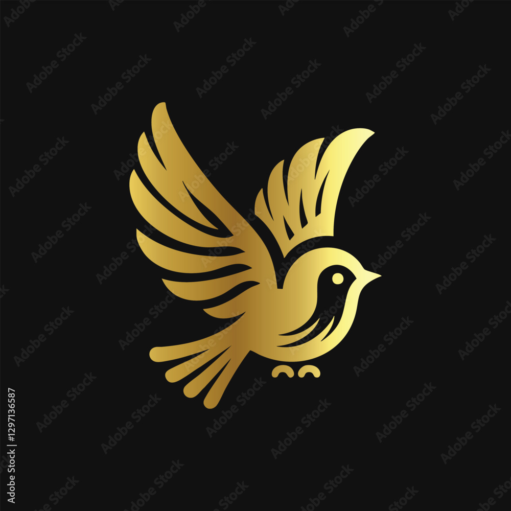 Obraz premium Golden Bird Silhouette: Majestic and Artistic Symbol