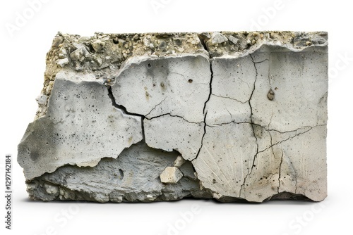 Cracked concrete block isolated raw style artistic view urban environment
