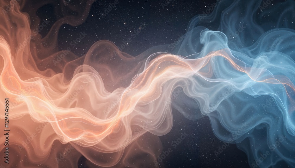 Fototapeta premium Ethereal nebula swirl in soft peach and blue, celestial beauty