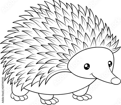 Echidna Coloring Page – Black and White Line Art