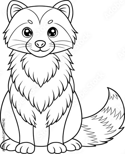 Fisher Cat Coloring Page – Black and White Line Art