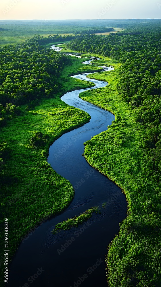 Aerial photography of a curving water stream high resolution hd photo Aerial photography of a curving water stream high resolution hd photo