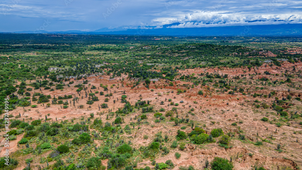 Aerial View of the Diverse Landscapes of Tatacoa Desert in Huila, Colombia Aerial View of the Diverse Landscapes of Tatacoa Desert in Huila, Colombia
