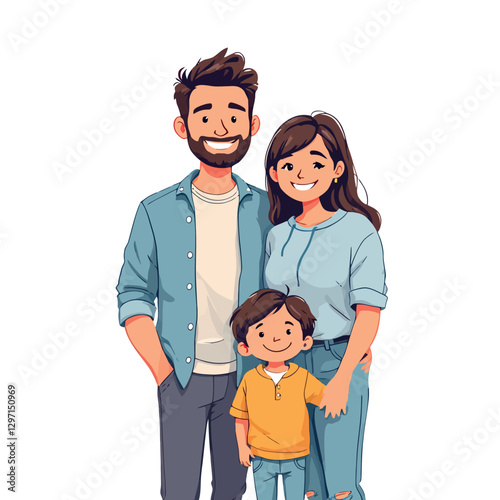 Vsai happy family smiling and posing together for a portrait