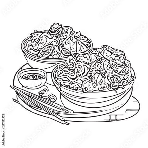 food, chinese, asian, background, restaurant, cooking, meal, design, cuisine, delicious, gourmet, dinner, dish, asia, plate, tasty, noodle, yellow, lunch, thai, traditional, vegetable, vector, table, 