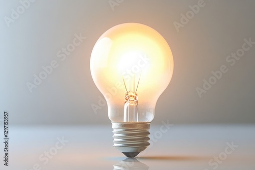 A glowing incandescent light bulb, radiating warmth and illuminating the scene.