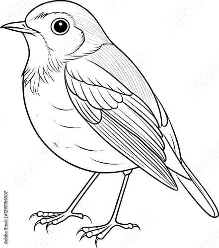 Robin Coloring Page – Black and White Line Art