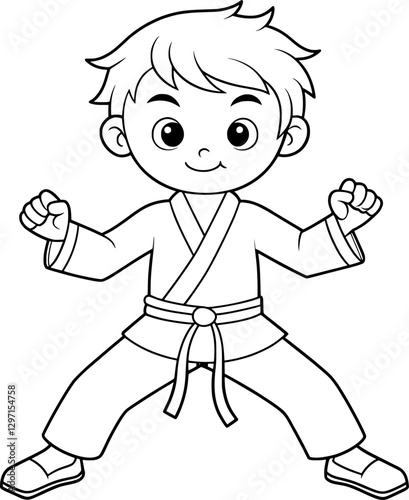 Teenage Boy Karate Coloring Page – Black and White