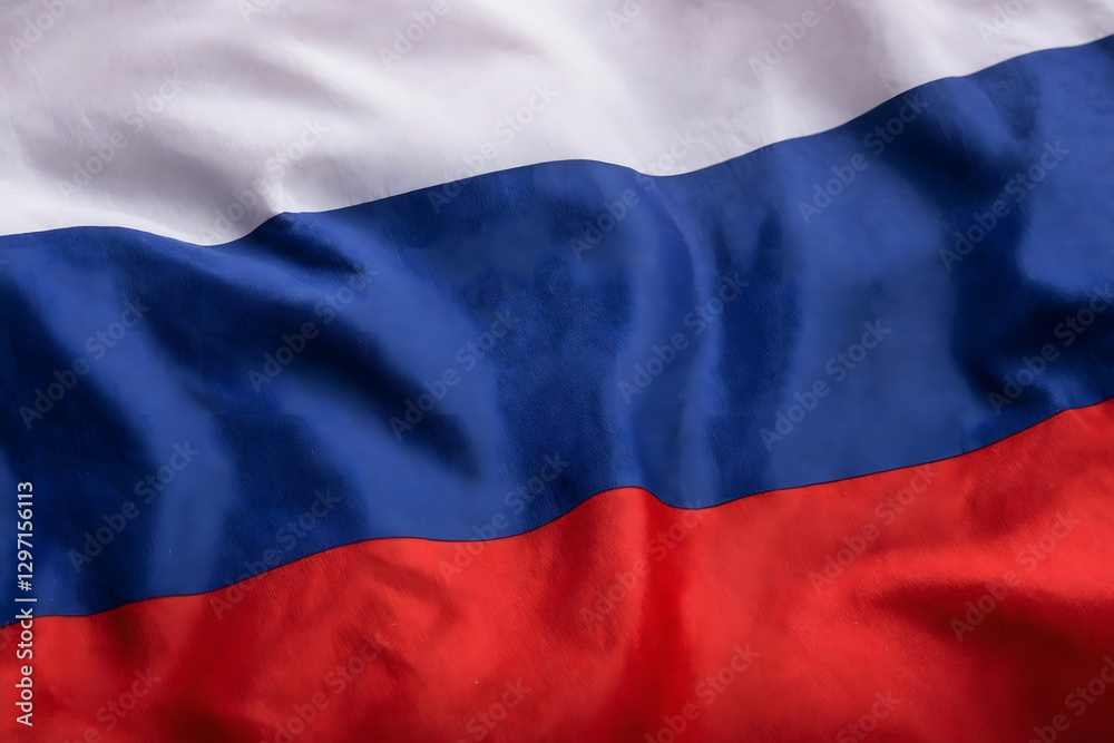 The Russian flag in the shimmering sunlight, close-up. The Russian flag in the shimmering sunlight, close-up.