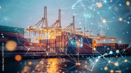 Global connectivity and modern logistics at a container shipping port