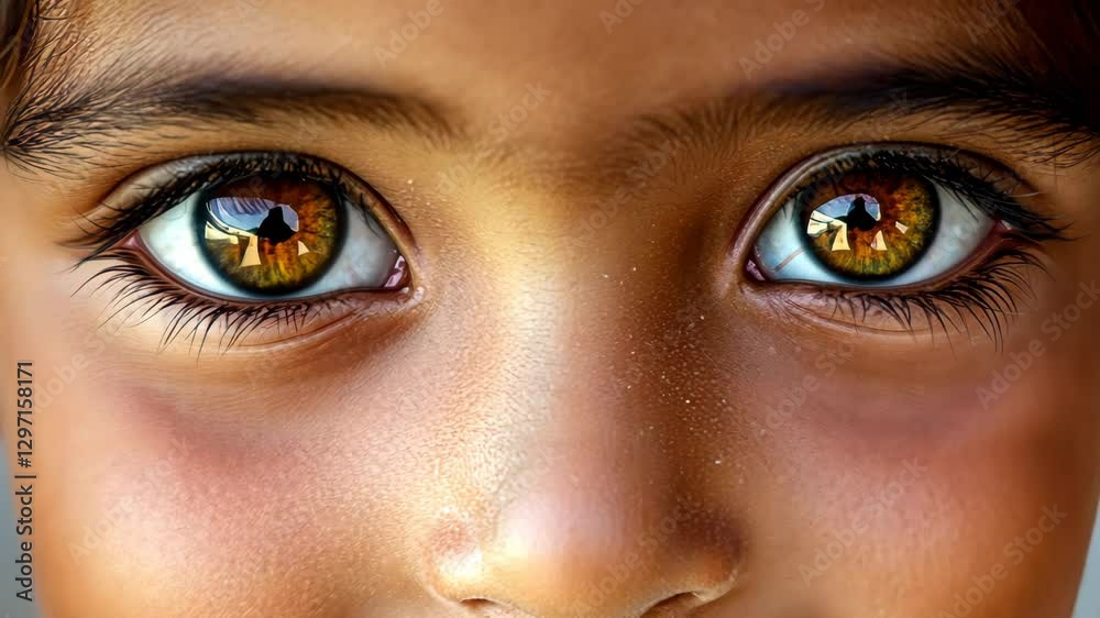 Captivating child's eyes express curiosity and wonder with simple glance Captivating child's eyes express curiosity and wonder with simple glance