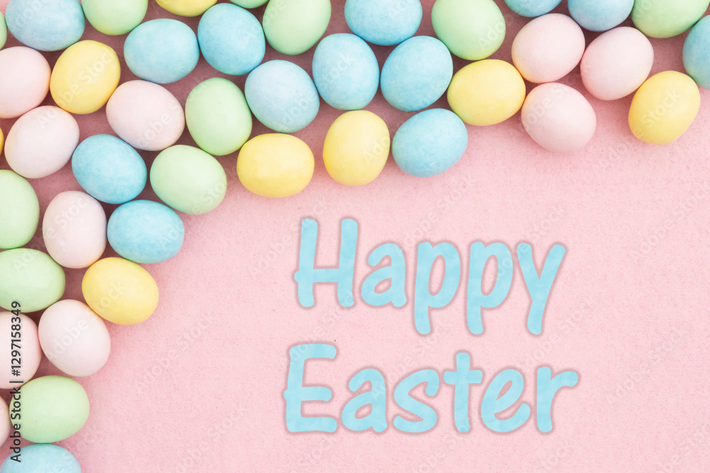 Happy Easter card with candy eggs