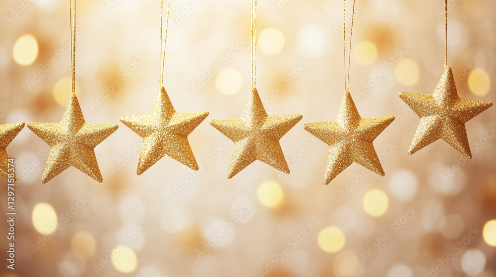 golden Christmas background with stars.