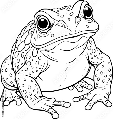Toad Portrait Coloring Page – Black and White