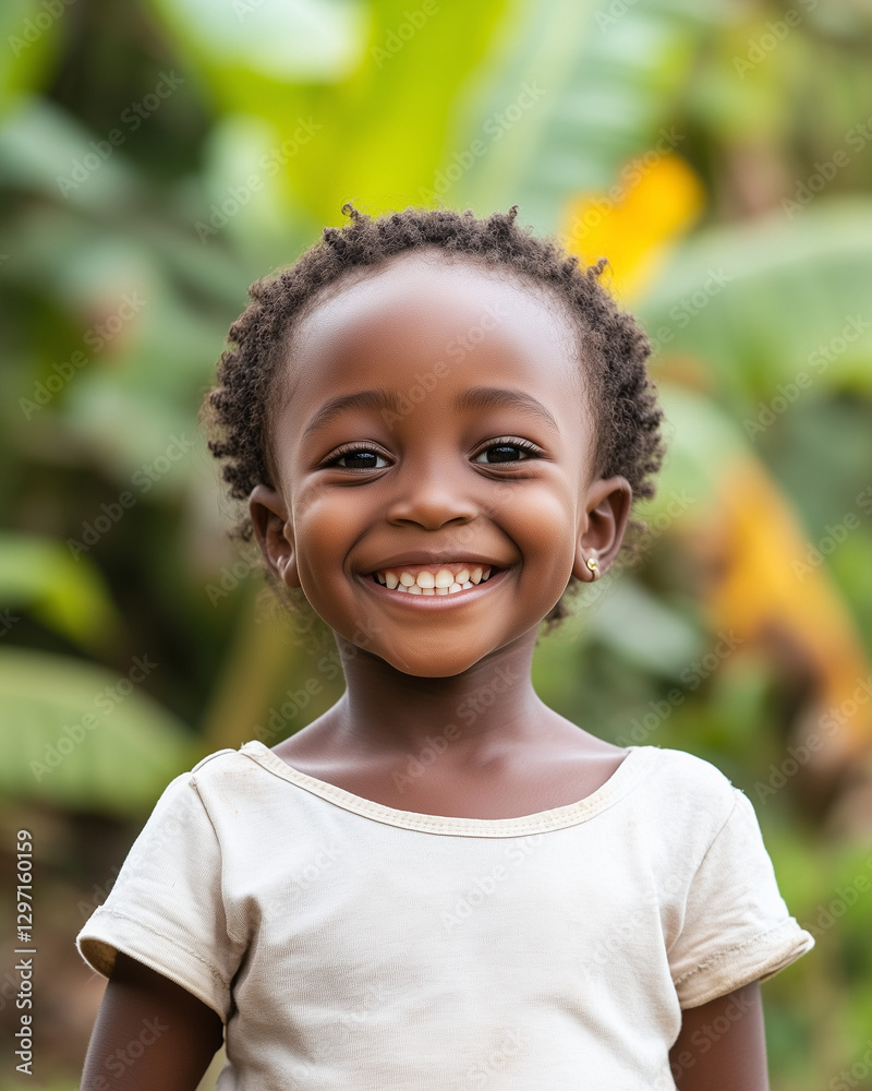 Happy young girl smiling outdoors in a green natural setting Happy young girl smiling outdoors in a green natural setting