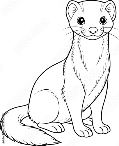 Weasel Portrait Coloring Page – Black and White