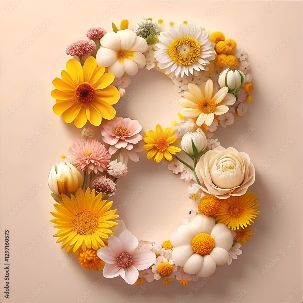 Obraz premium Number 8, postcard for March 8, Women's Day