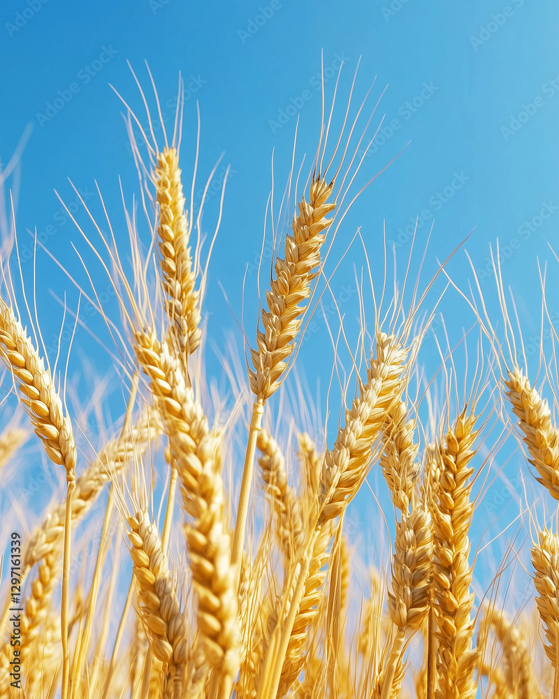Golden wheat field under a clear blue sky Golden wheat field under a clear blue sky