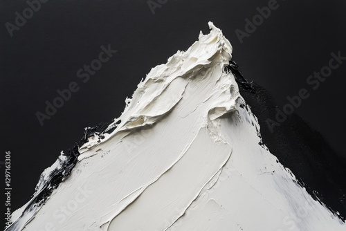 Abstract impasto painting of a white peak against a transparent background, showcasing bold brushstrokes and texture. photo