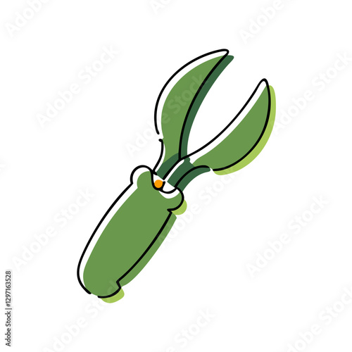 Microgreen clippers cartoon icon. playful gardening tool in style for eco-friendly urban farming designs