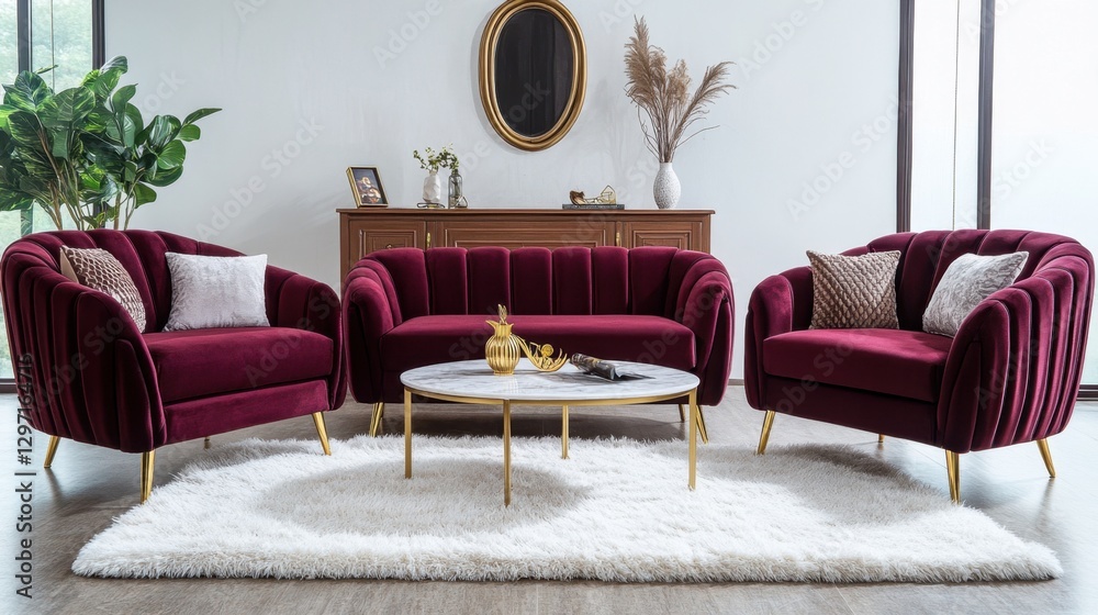 Obraz premium Chic velvet lounge setup