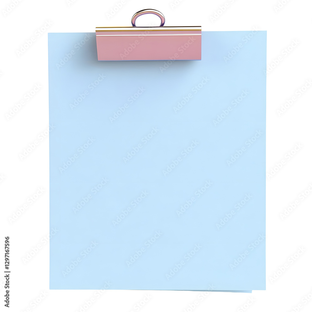 Note paper with paper clip. 3D illustration. Note paper with paper clip. 3D illustration.