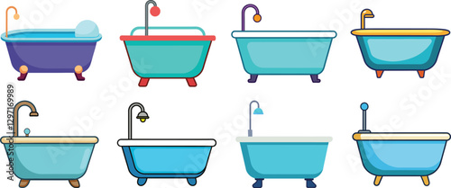 set of bathtub vector, vector and illustration, vector style