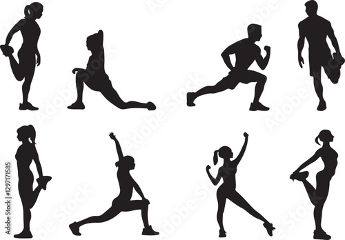 Fitness Exercise Silhouettes – Stretching and Workout Poses