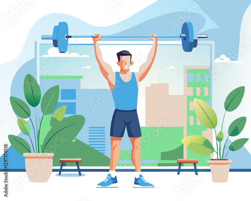 A fitness enthusiast lifting weights in a modern gym setting, embodying strength and determination toward personal fitness.