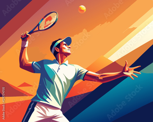 A tennis player preparing to serve, showcasing skill, concentration, and excitement during a match.