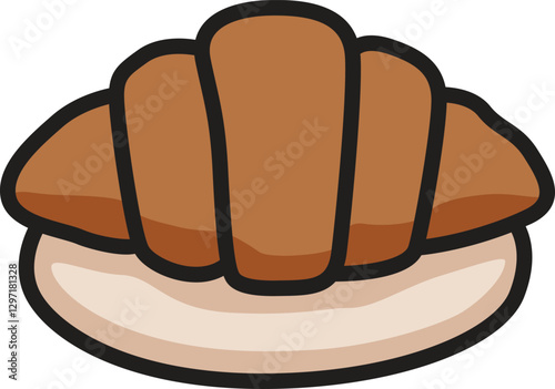 A delightful hand-drawn croissant icon that adds a cozy, homey feel to your designs. Perfect for bakery logos, food branding, and digital art, giving a warm touch to any creative project.