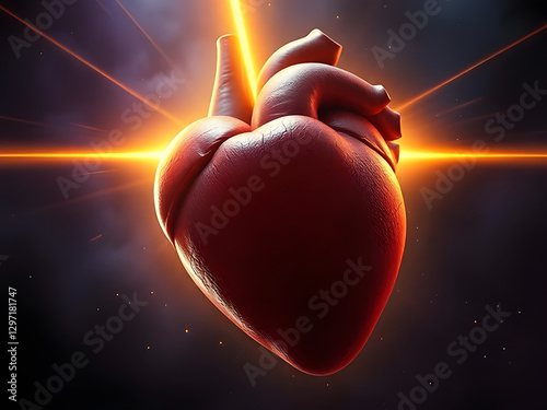a highly symbolic and metaphorical digital image, based on Proverbs 71-3, with a realistic human heart beating in the center of the composition.
