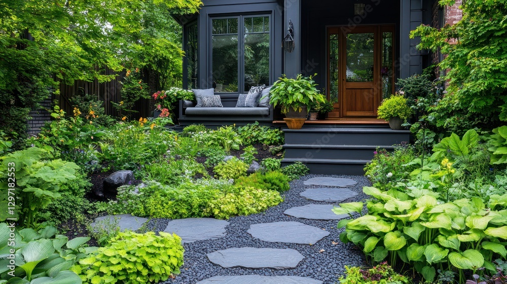 Fototapeta premium Charming Front Yard Garden Design