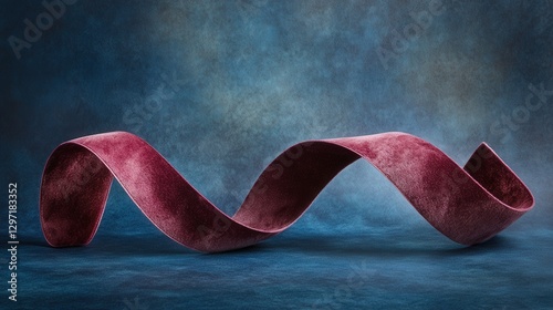 Red Velvet Ribbon Gently Folded Over Navy Surface Representing Pride