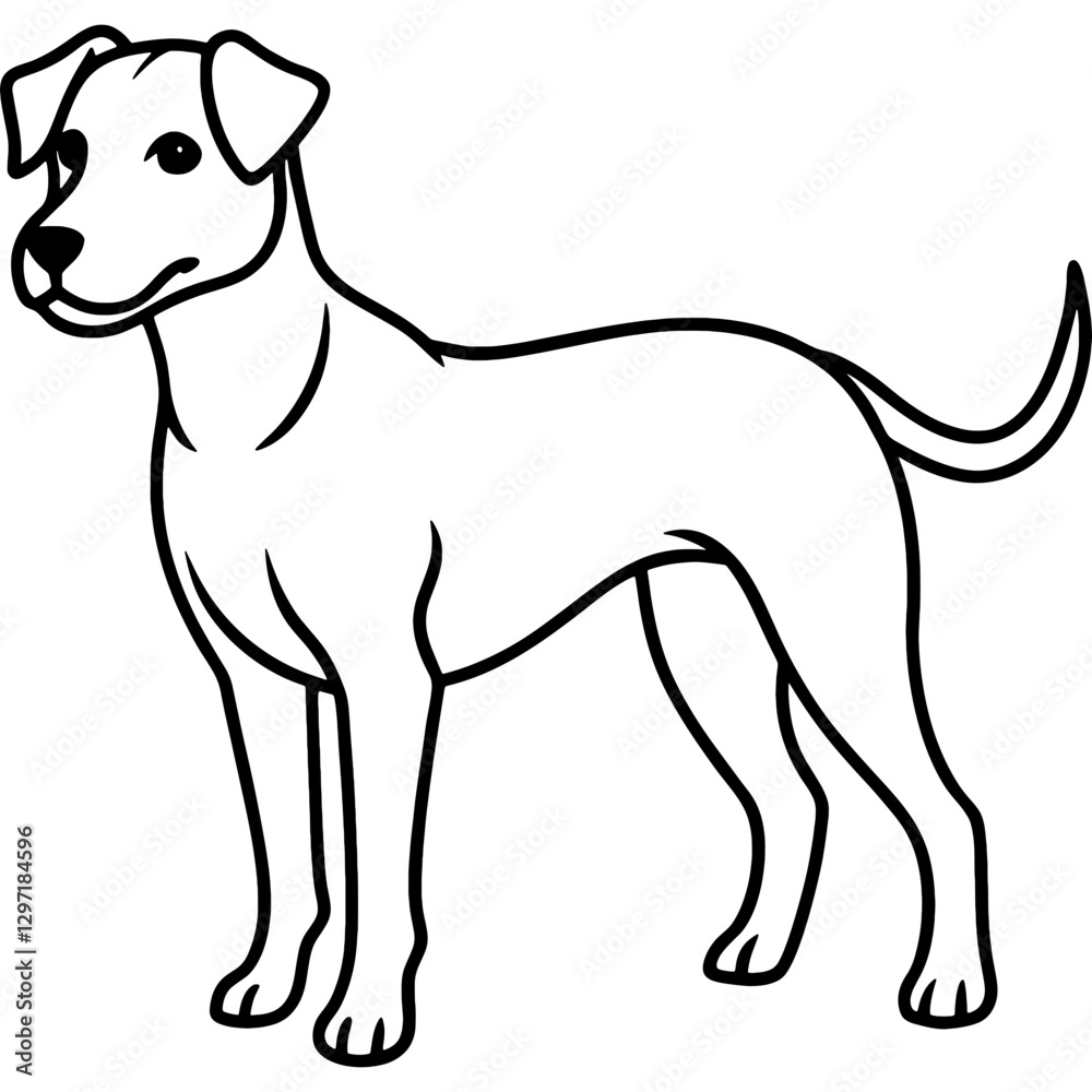 dog black line art vector, Simple bold outline Design vector icon with white background. Pet animal vector dog black line art vector, Simple bold outline Design vector icon with white background. Pet animal vector