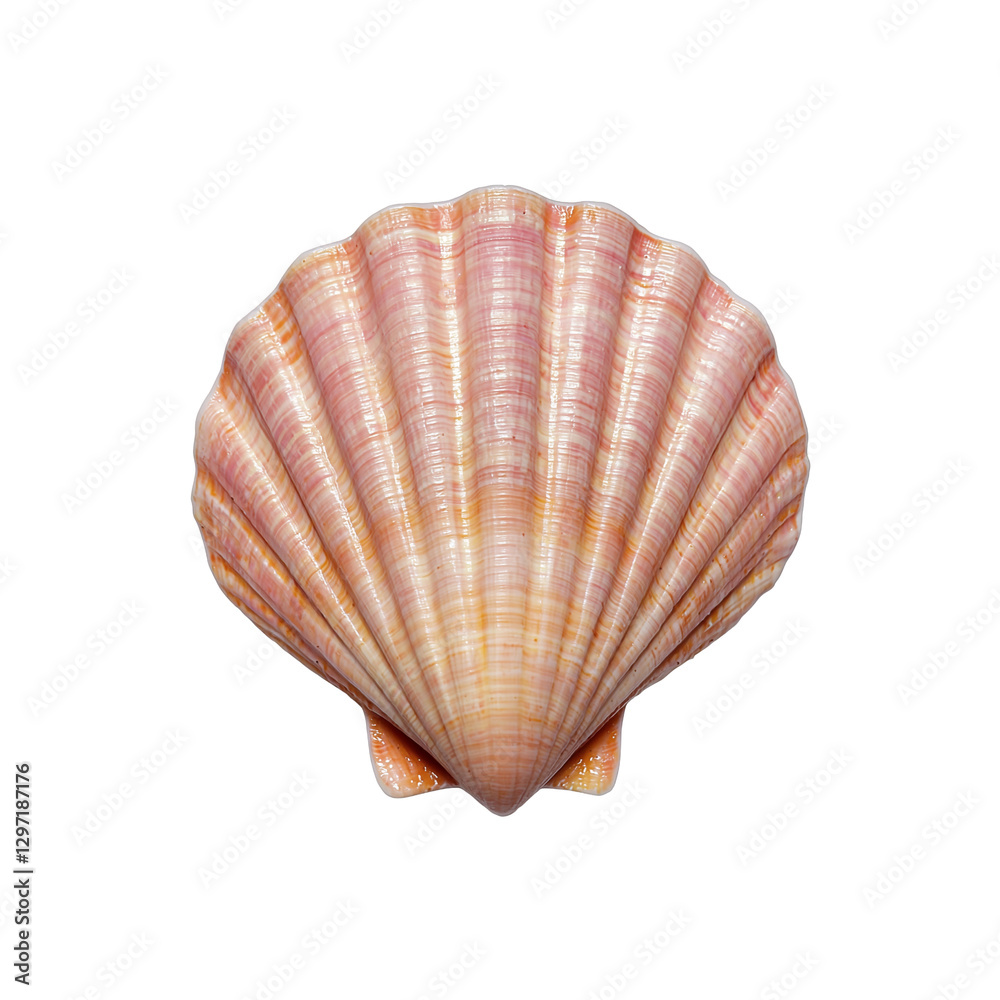 Scallop seashell with natural patterns, cut out
Scallop seashell with natural patterns, cut out