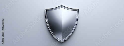 A simple silver shield with rounded edges and corners, set against a white background
