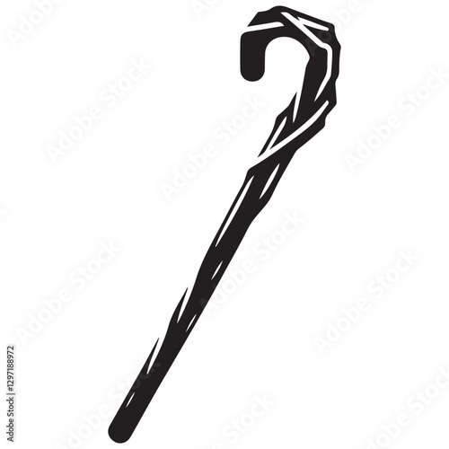 Unique walking stick silhouette vector design for mobility assistance