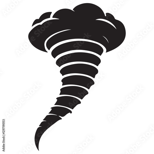Dynamic Tornado Silhouette Vector Art for Natural Disaster Designs