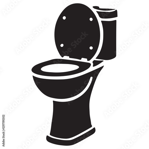 Three Quarter View Toilet Silhouette Graphic for Sanitary Design