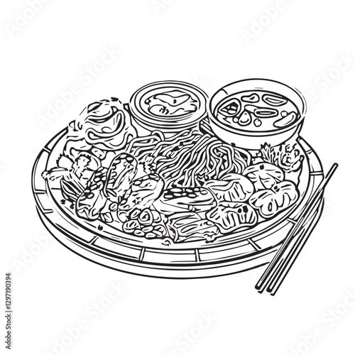 food, chinese, asian, background, restaurant, cooking, meal, design, cuisine, delicious, gourmet, dinner, dish, asia, plate, tasty, noodle, yellow, lunch, thai, traditional, vegetable, vector, table, 