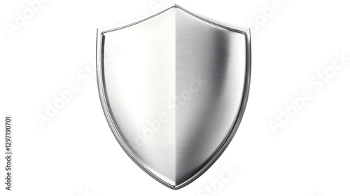 A simple silver shield with rounded edges and corners, set against a white background
